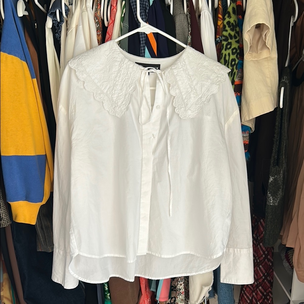 Elegant White Lace Collar Blouse